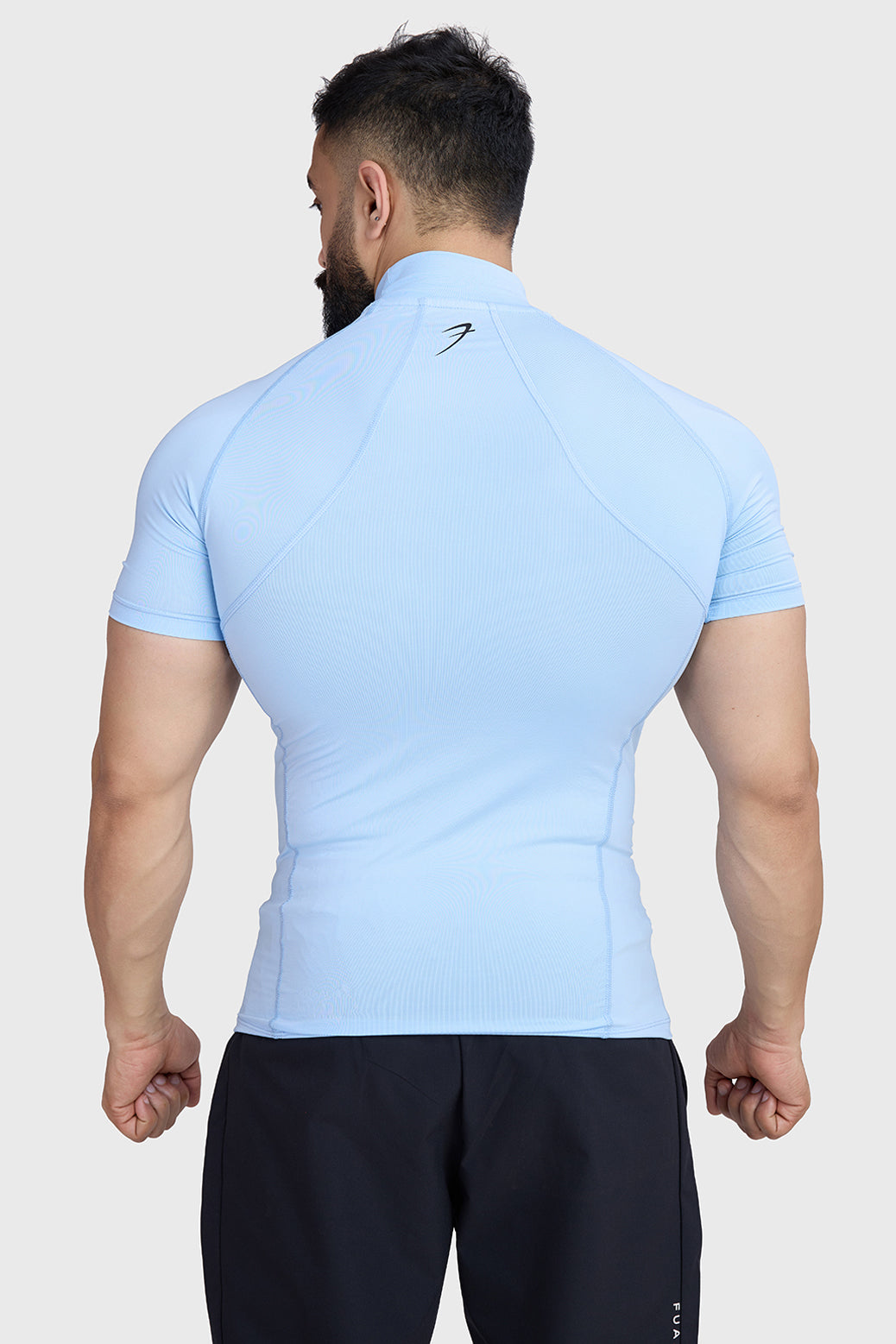 High Neck Compression T-shirt Glacial Blue