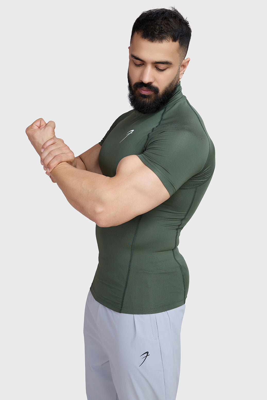 High Neck Compression T-shirt Olive