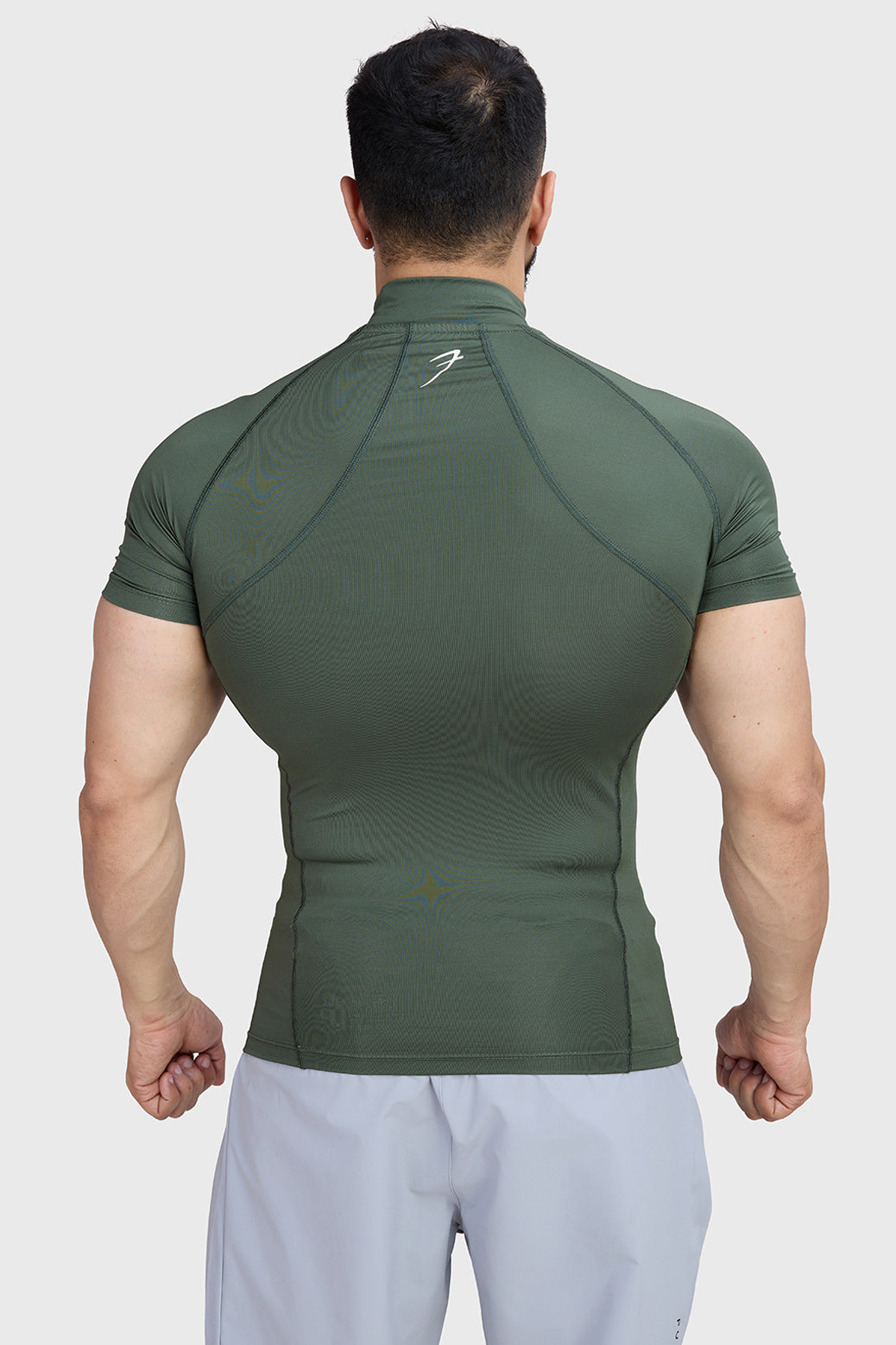 High Neck Compression T-shirt Olive