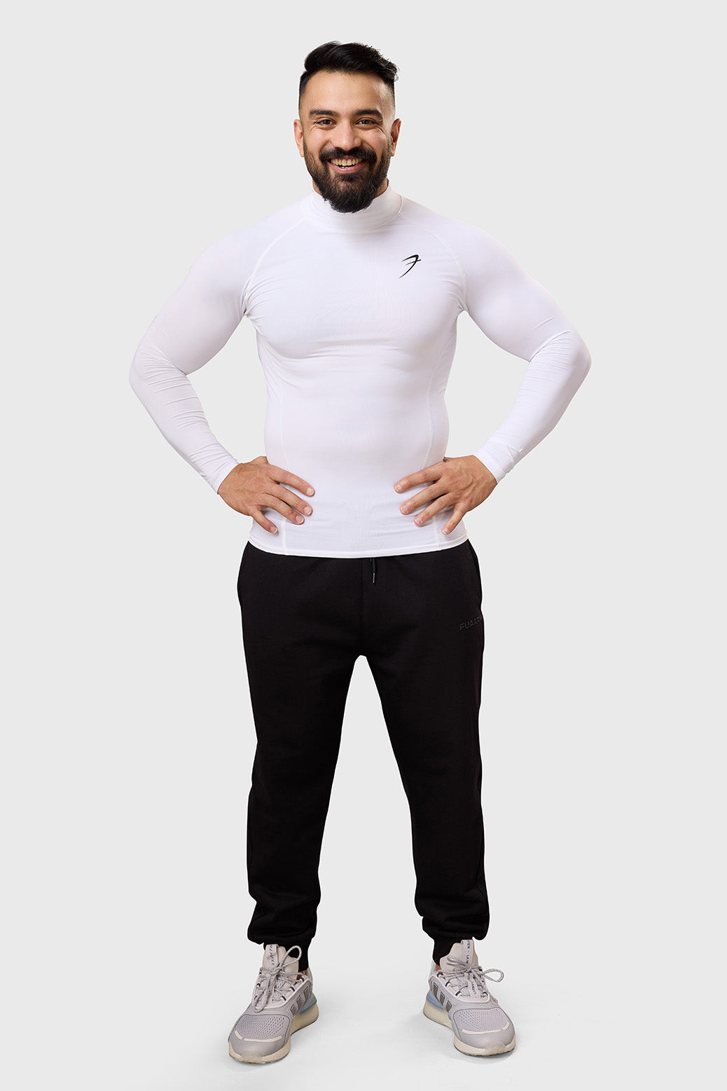 High Neck Compression Full Sleeves T-shirt White