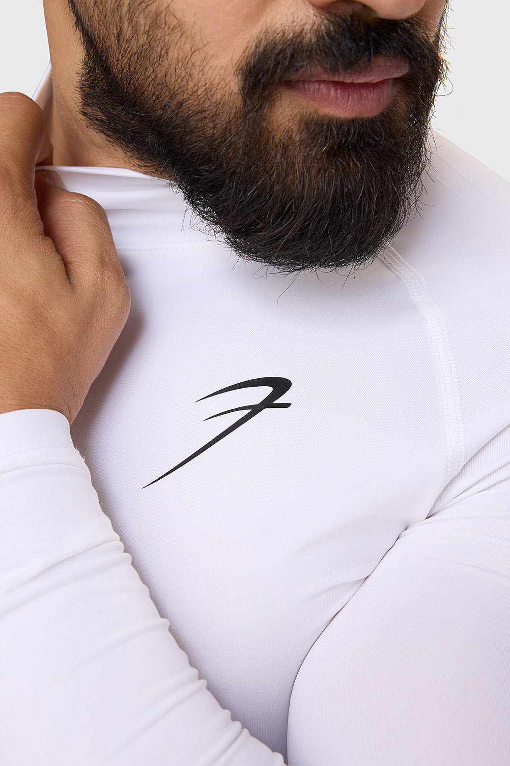High Neck Compression Full Sleeves T-shirt White