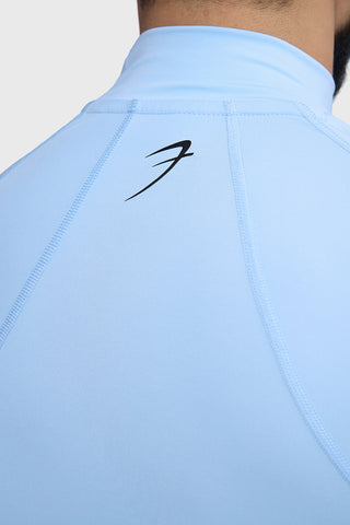 High Neck Compression Full Sleeves T-shirt Glacial Blue