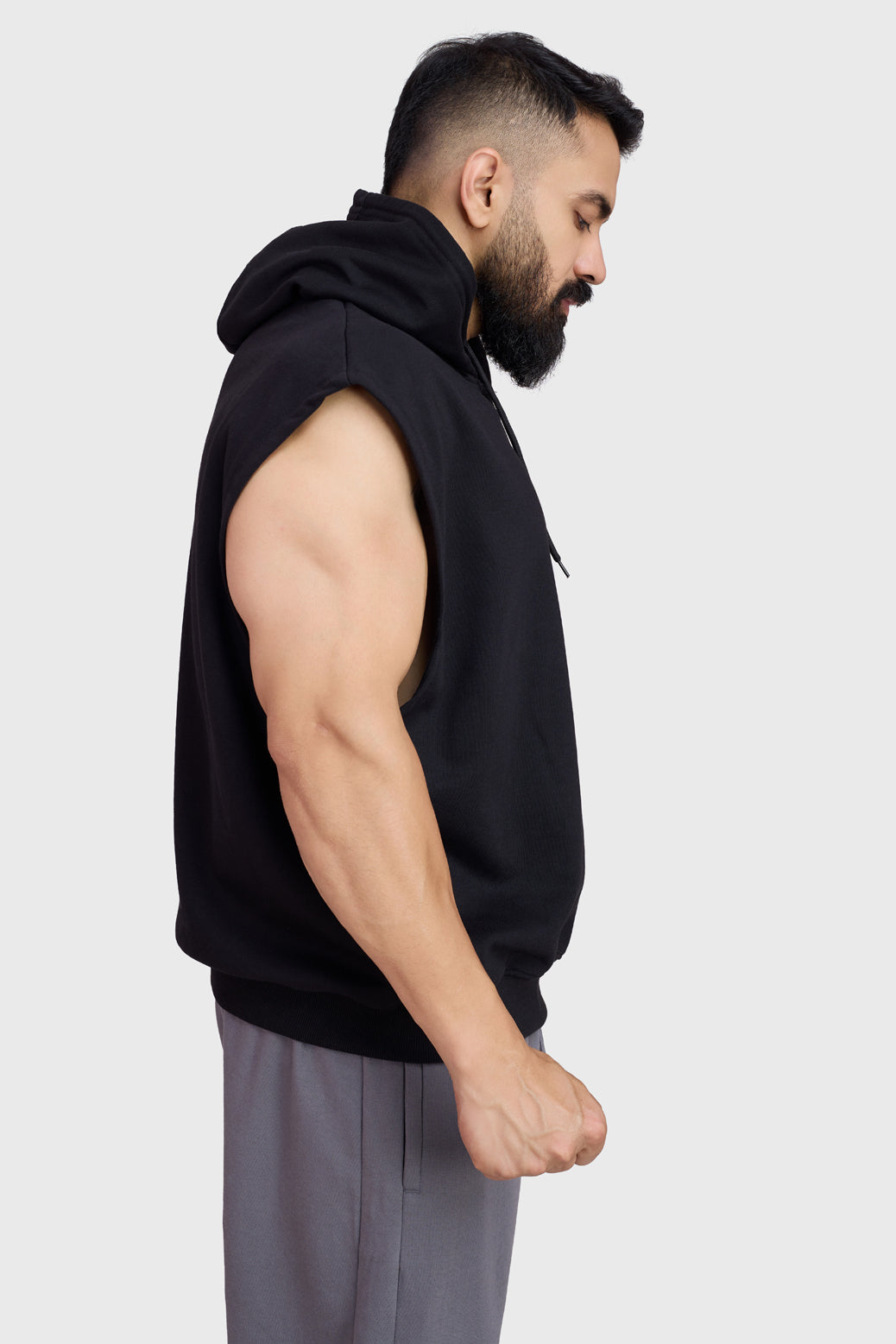 Signature Cap Sleeves Hoodie Black