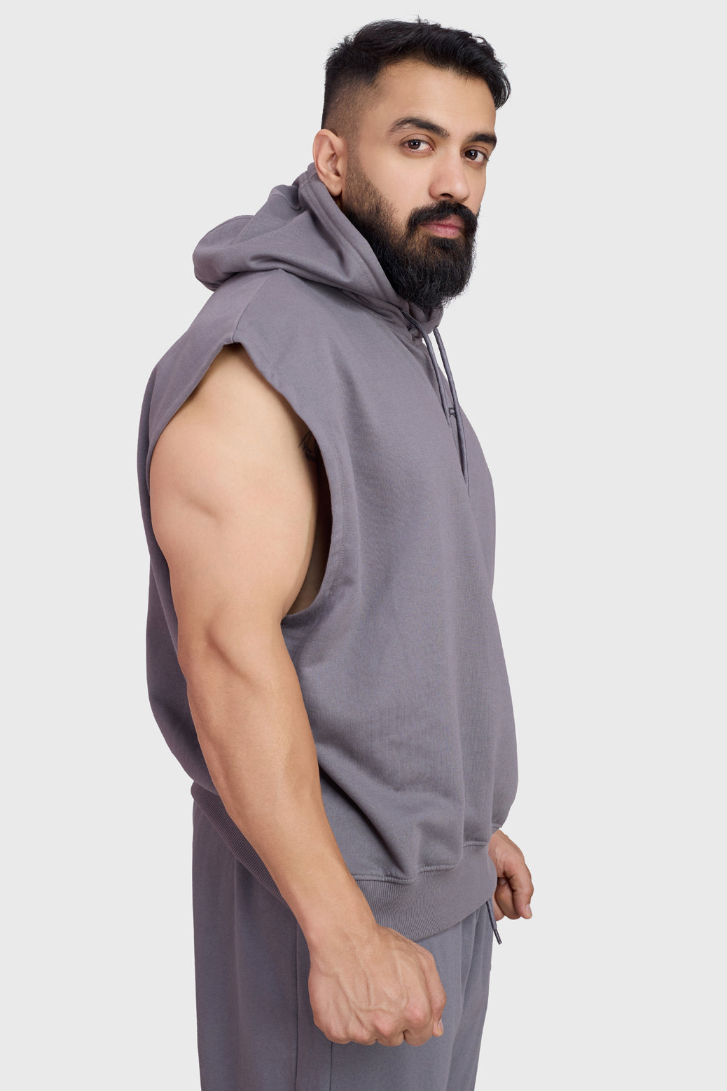 Signature Cap Sleeves Hoodie Dark Grey