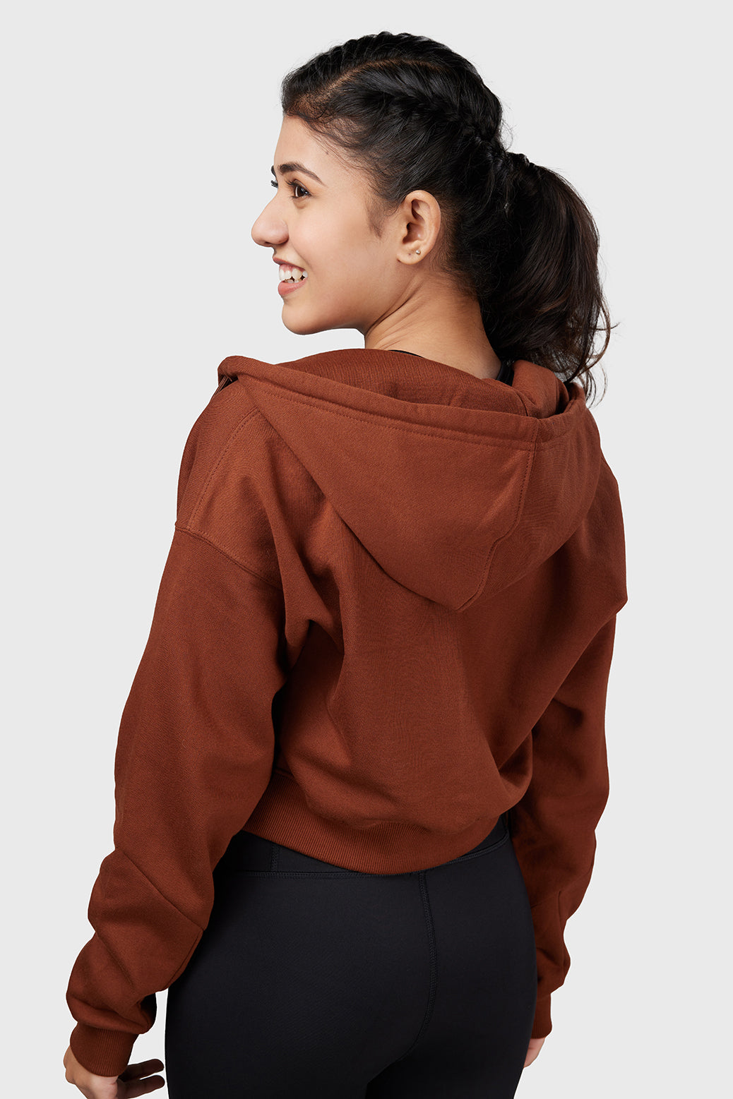 Signature Oversized Cropped Jacket Brown