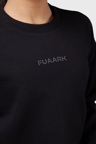 Signature Oversized Cropped Sweatshirt Black