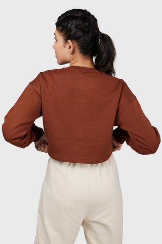 Signature Oversized Cropped Sweatshirt Brown