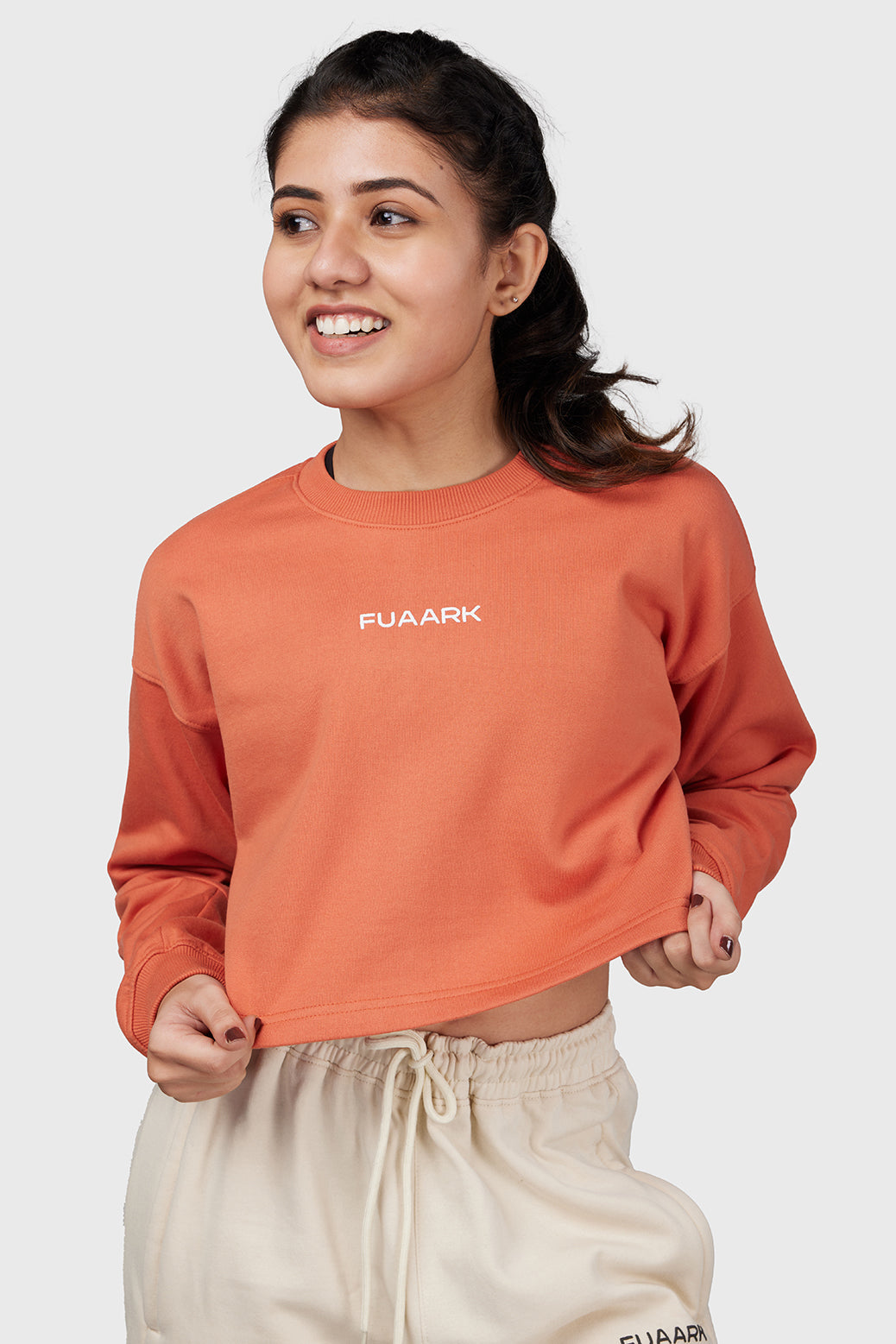 Signature Oversized Cropped Sweatshirt Orange