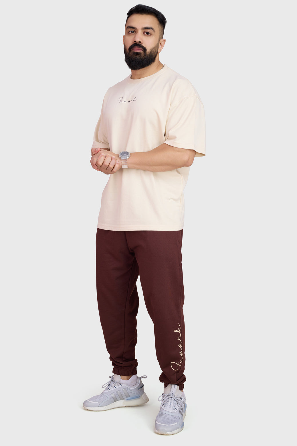 Signature Oversized Band Joggers Brown