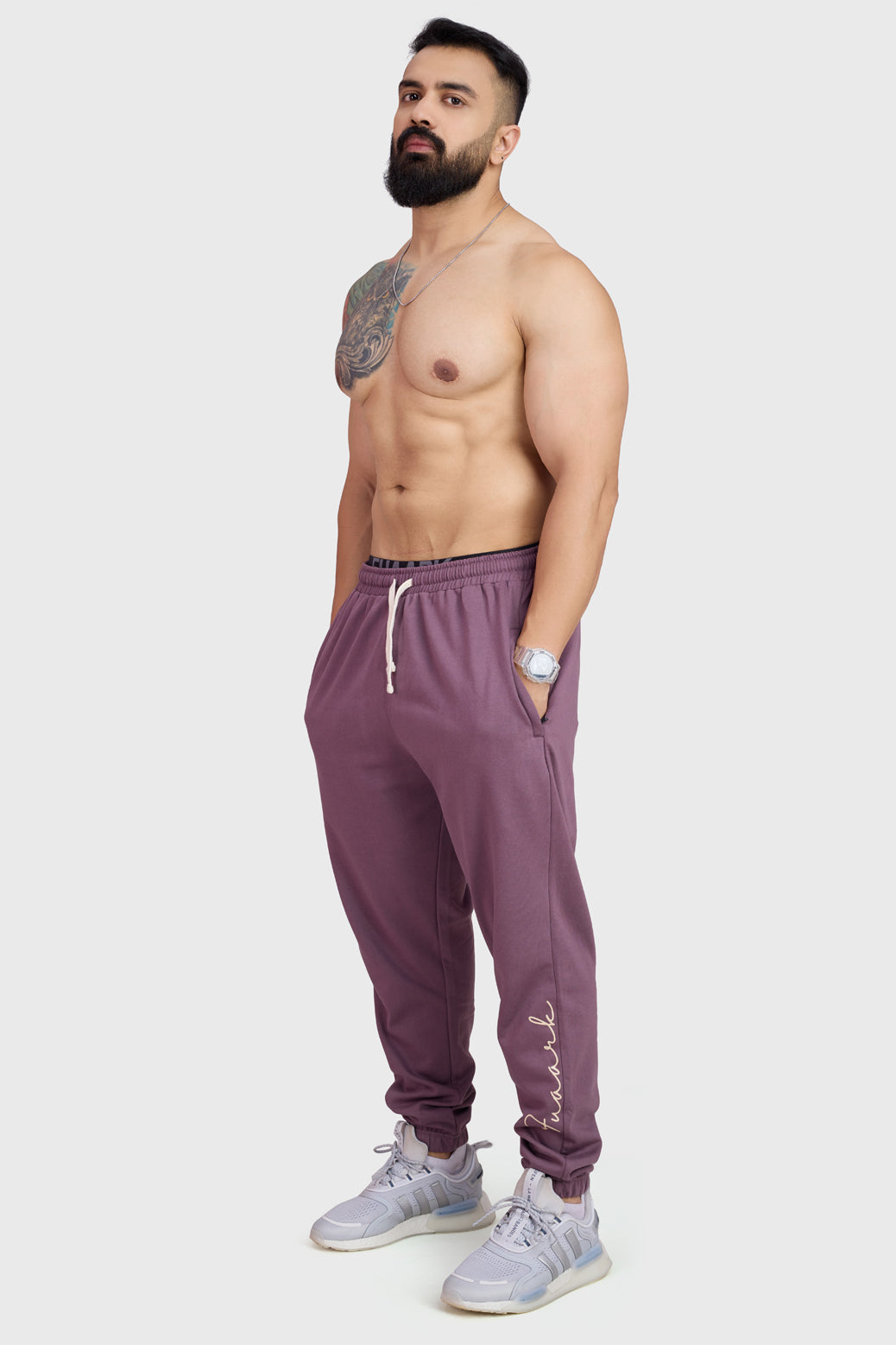 Signature Oversized Band Joggers Mauve