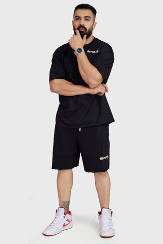 Raw Edge Oversized Shorts Black