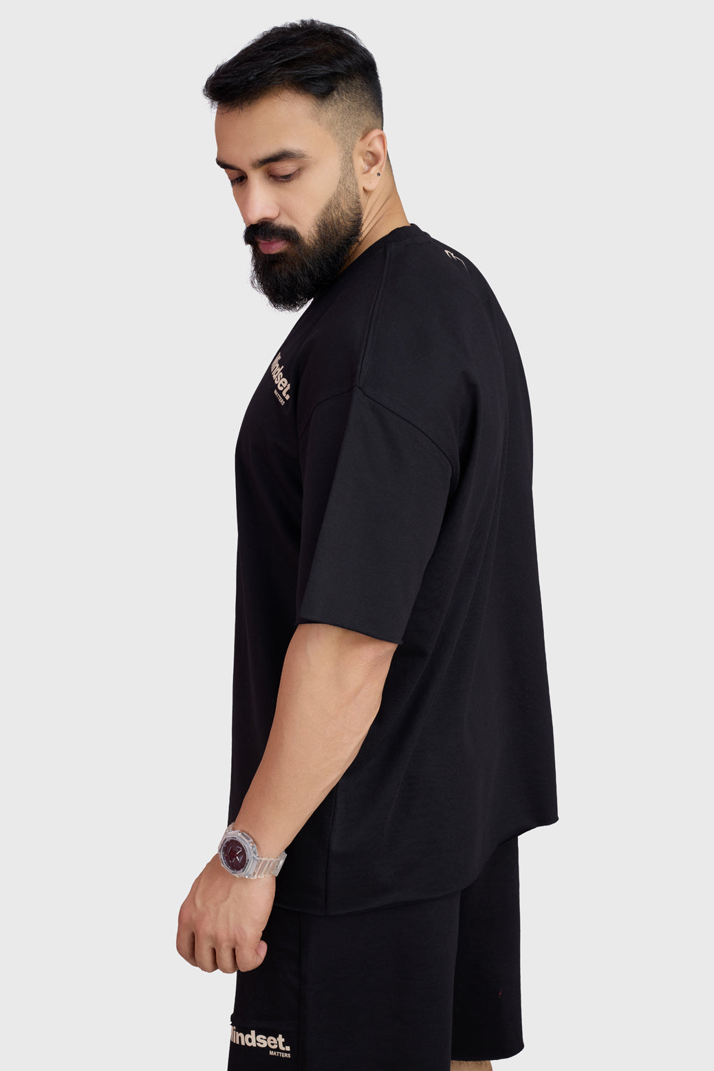 Raw Edge Oversized T-shirt Black