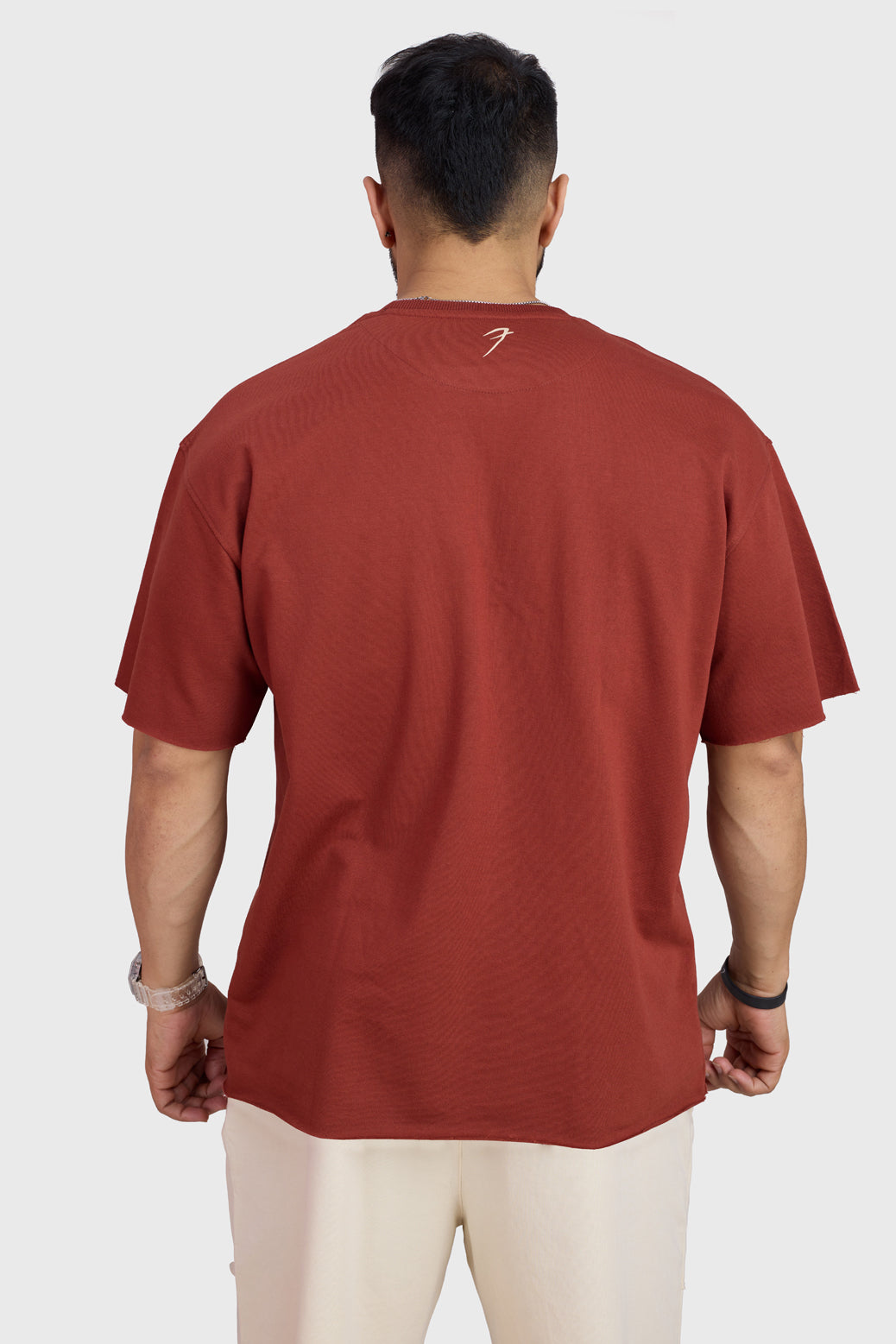 Raw Edge Oversized T-shirt Rust