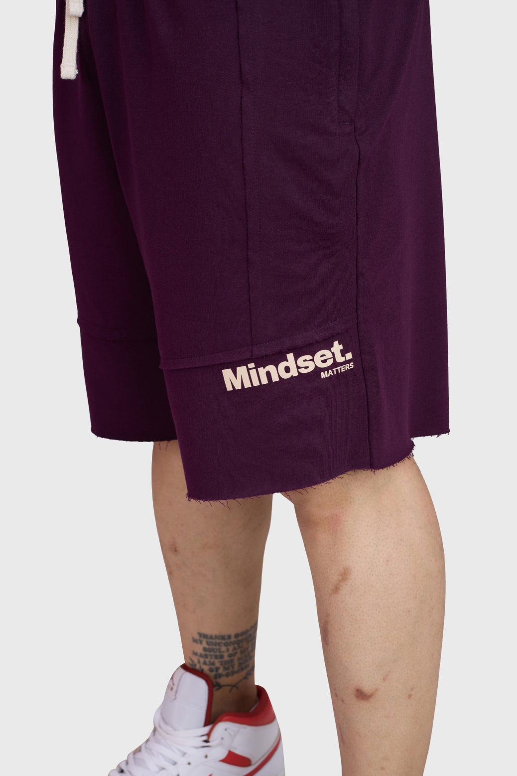 Raw Edge Oversized Shorts Plum