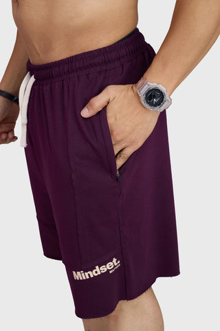 Raw Edge Oversized Shorts Plum