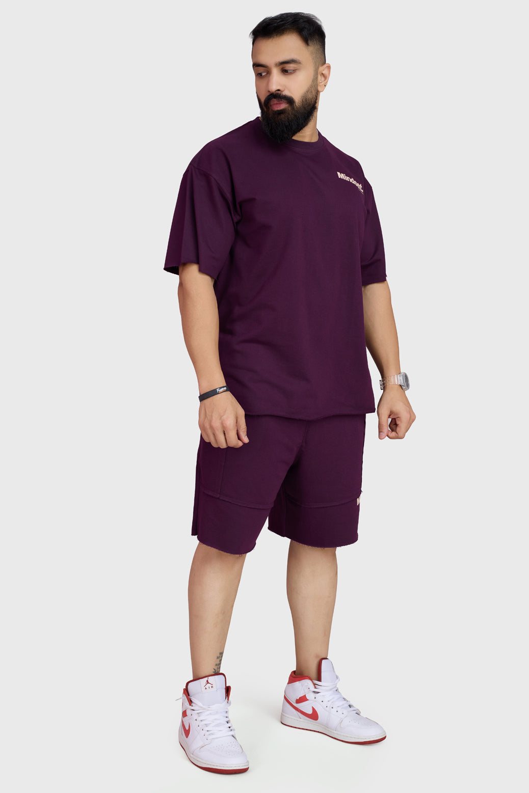 Raw Edge Oversized T-shirt Plum