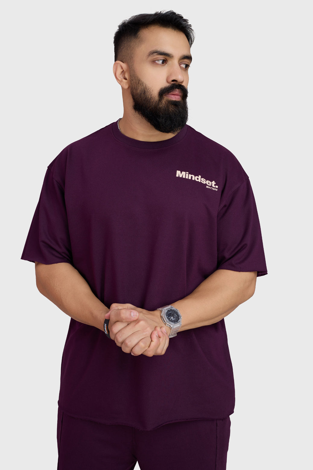 Raw Edge Oversized T-shirt Plum