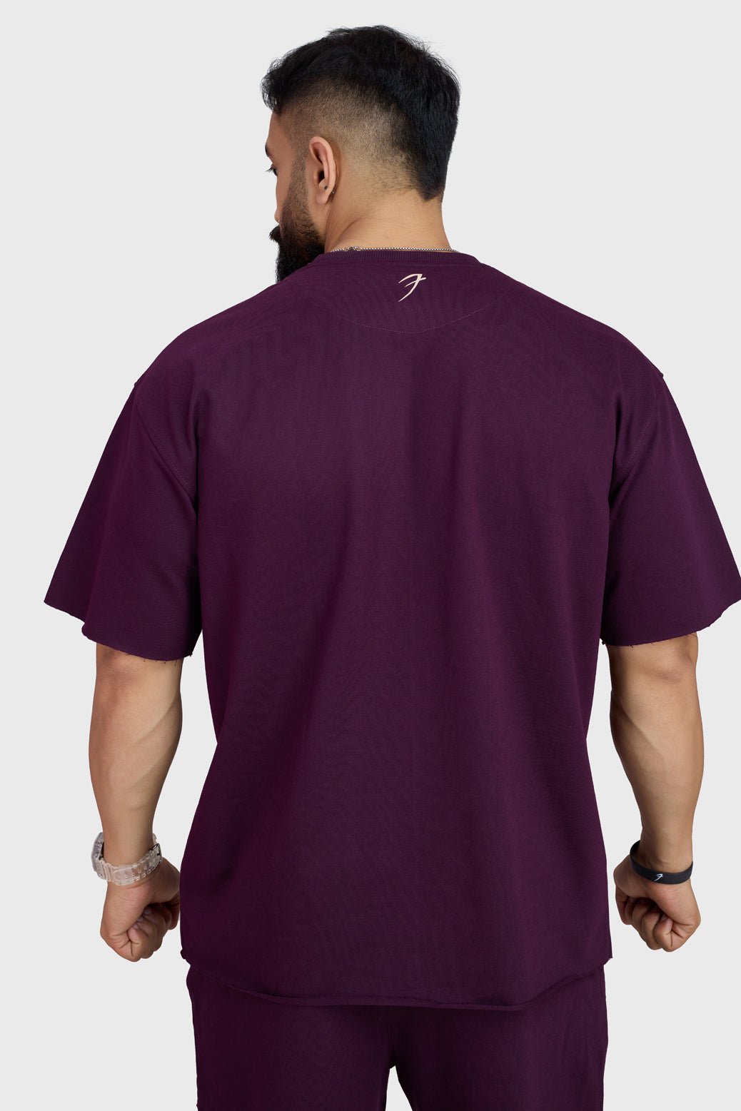 Raw Edge Oversized T-shirt Plum