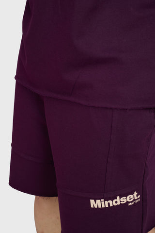 Raw Edge Oversized Shorts Plum