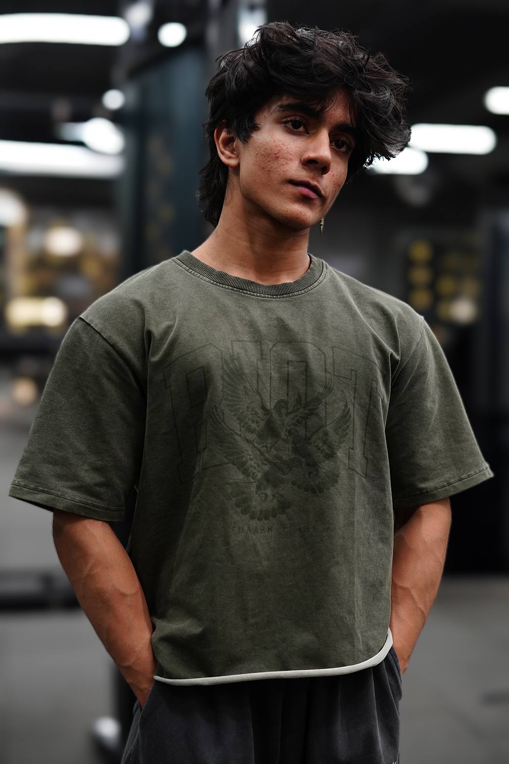 Shadow Washed Oversized T-shirt Olive