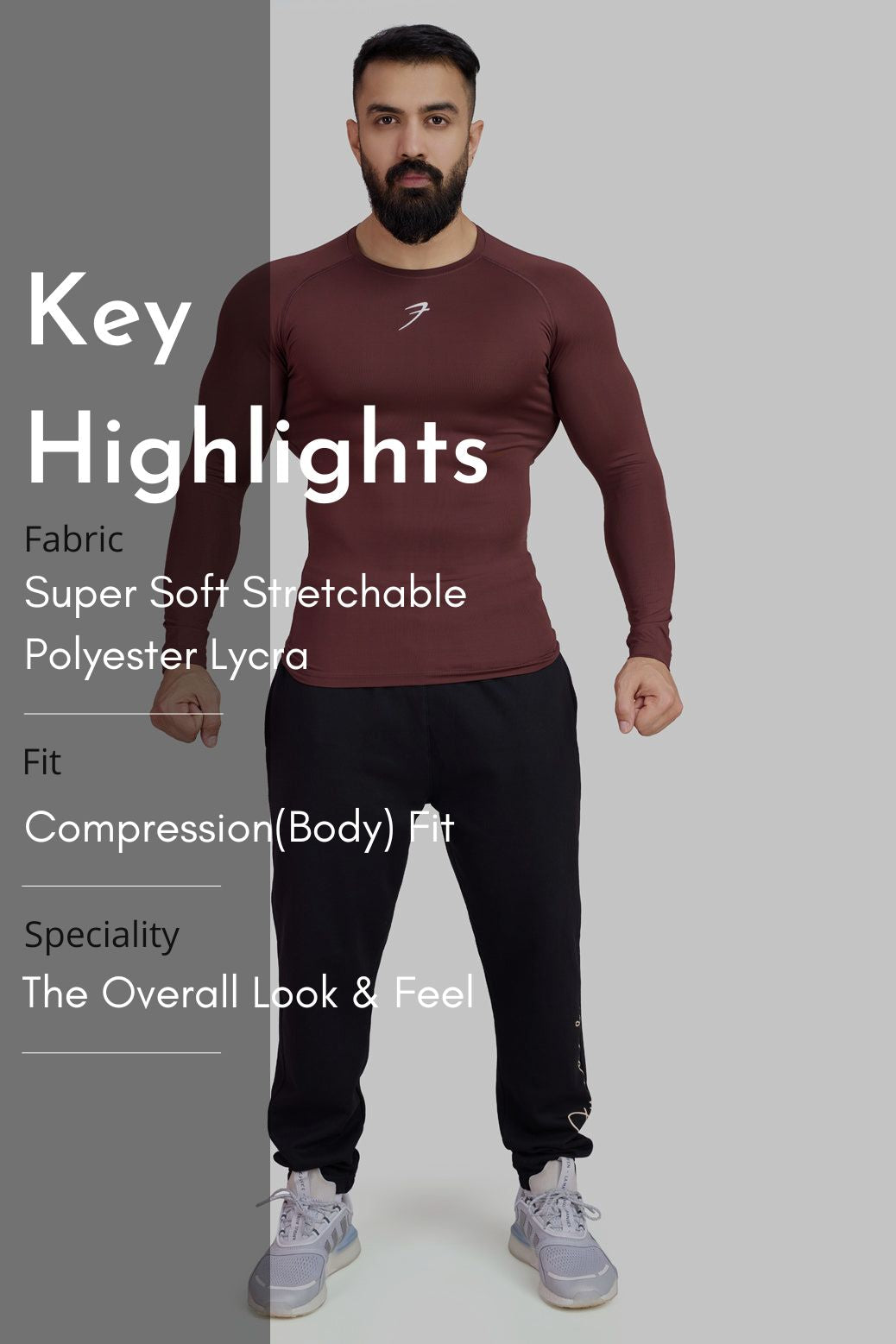 Compression Fullsleeves T-shirt Brown