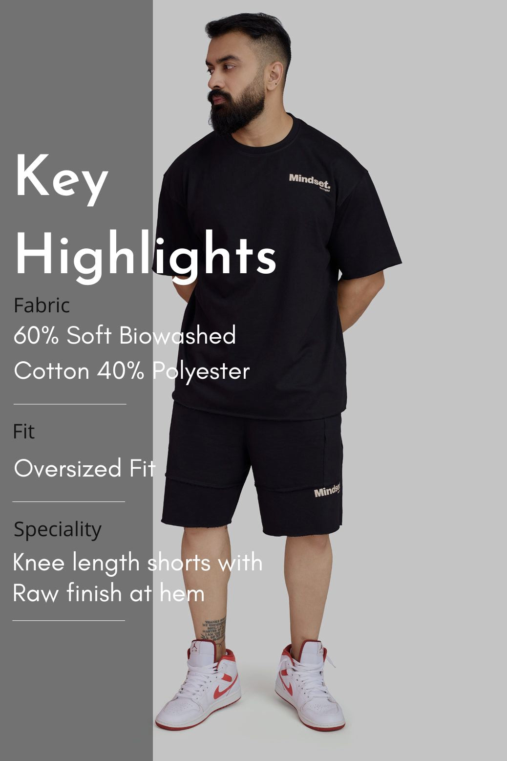 Raw Edge Oversized Shorts Black