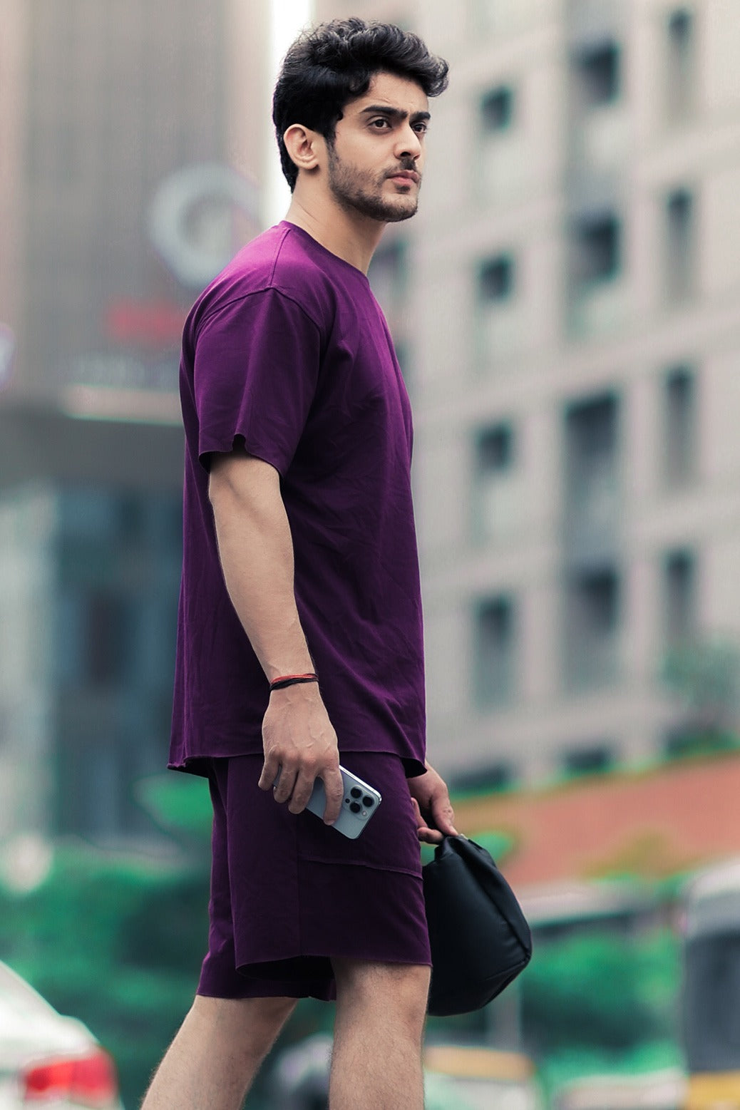 Raw Edge Oversized T-shirt Plum