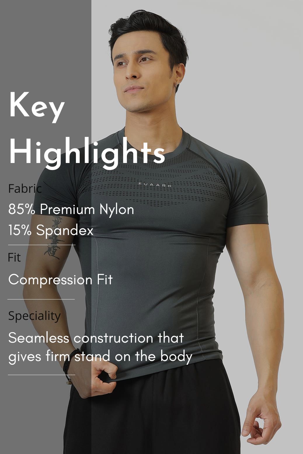Power Seamless T-shirt Grey/Fuaark