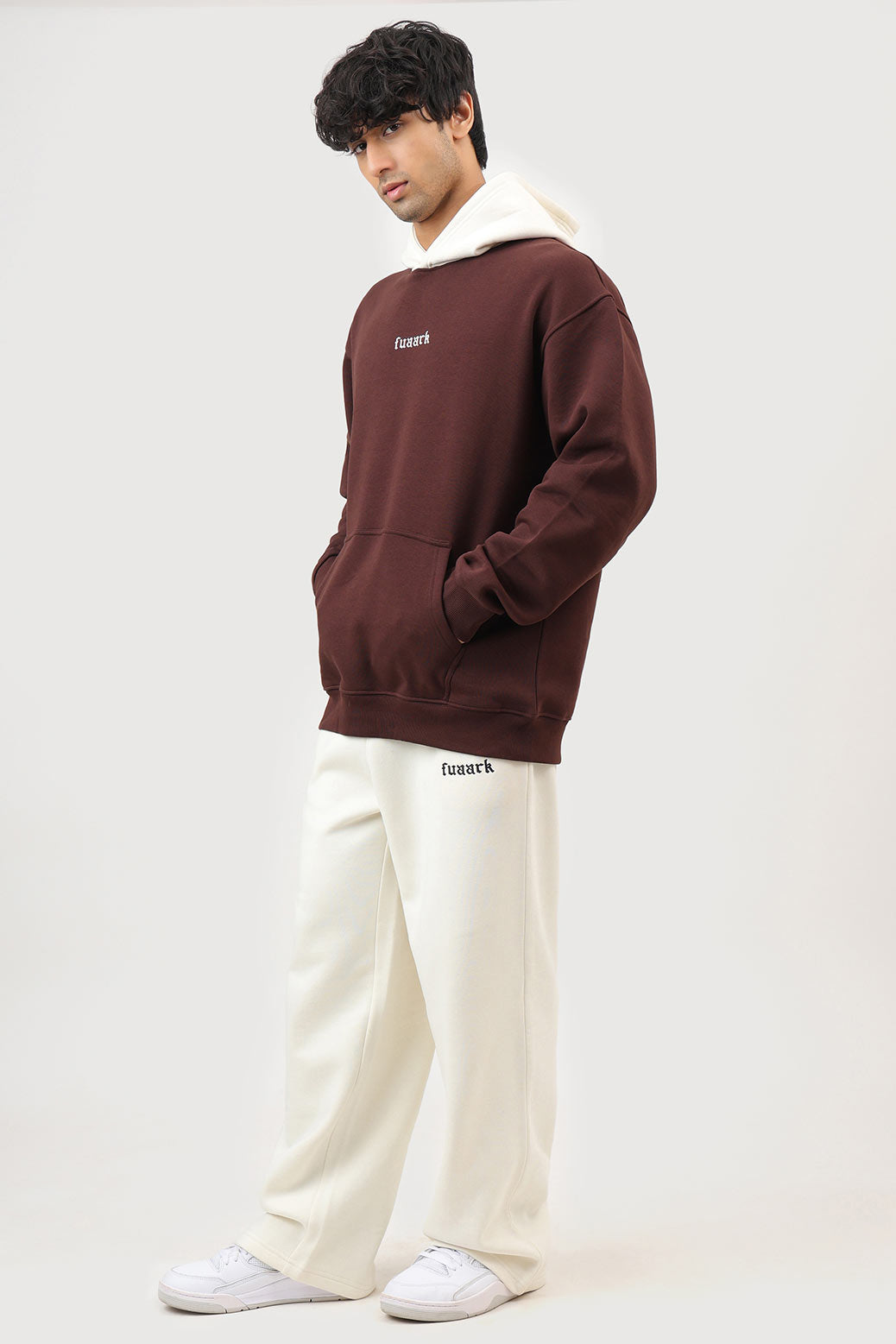 Heavyweight Oversized Hoodie Brown/White