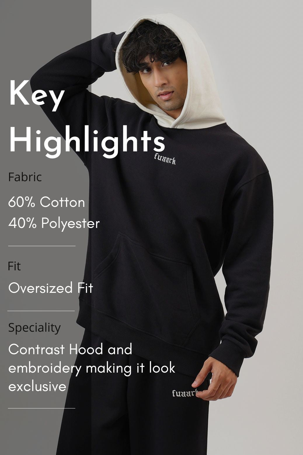 Heavyweight Oversized Hoodie Black/White