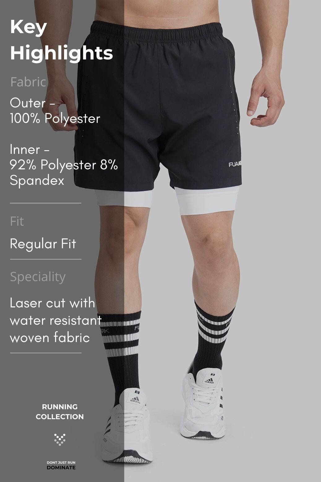 2 in 1 Laser Shorts Black