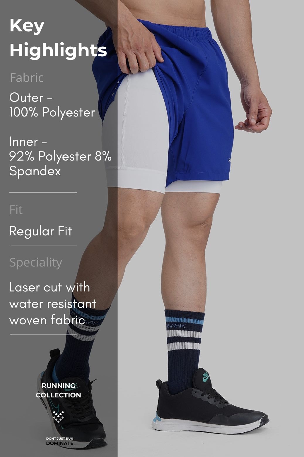 2 in 1 Laser Shorts Blue