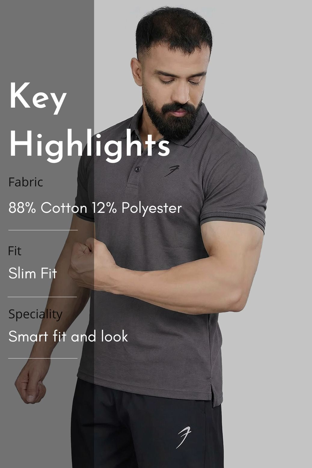 Mark Polo T-shirt Dark Grey