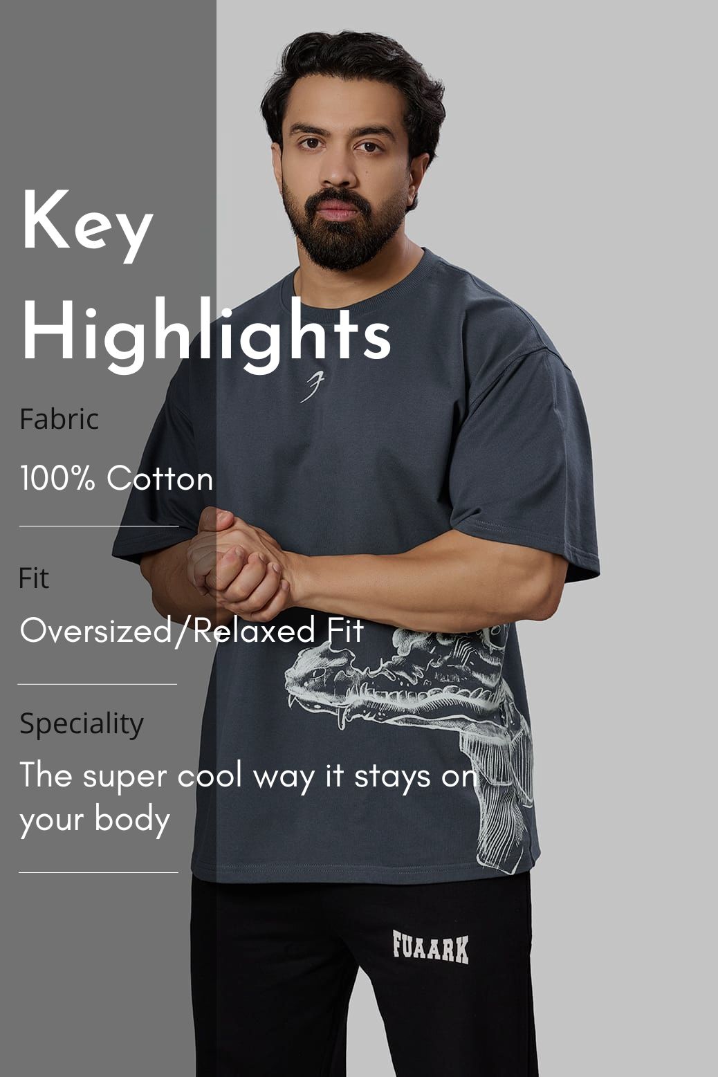 Bite Back Oversized T-shirt Dark Grey