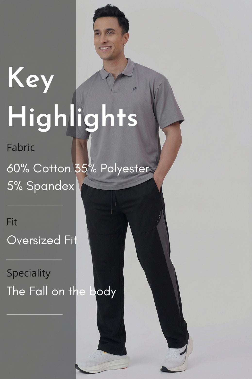 Noir Oversized Polo T-shirt Grey