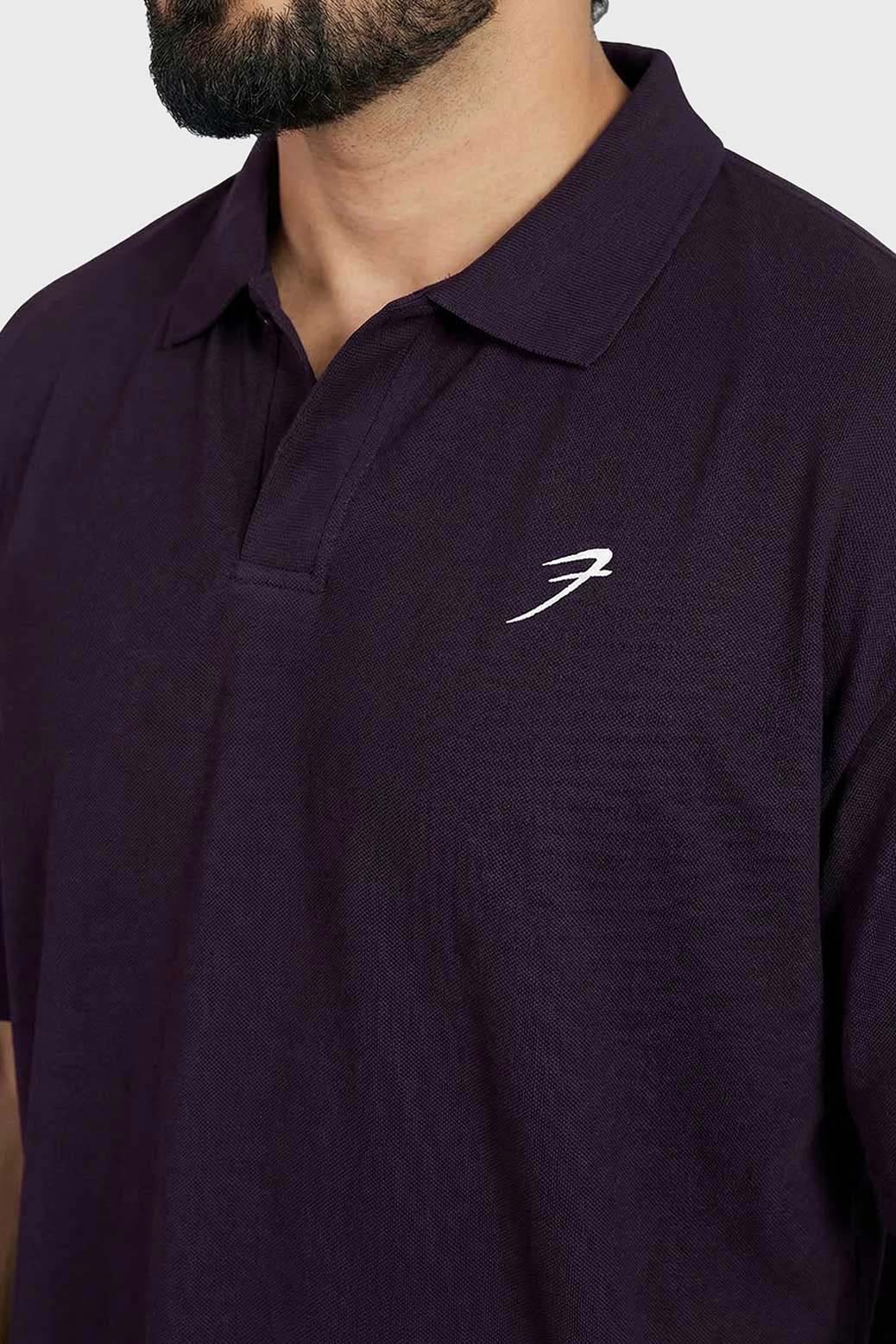 Noir Oversized Polo T-shirt Plum
