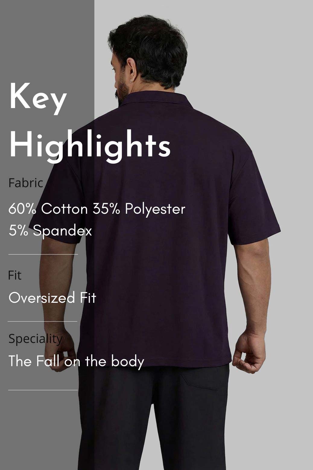 Noir Oversized Polo T-shirt Plum