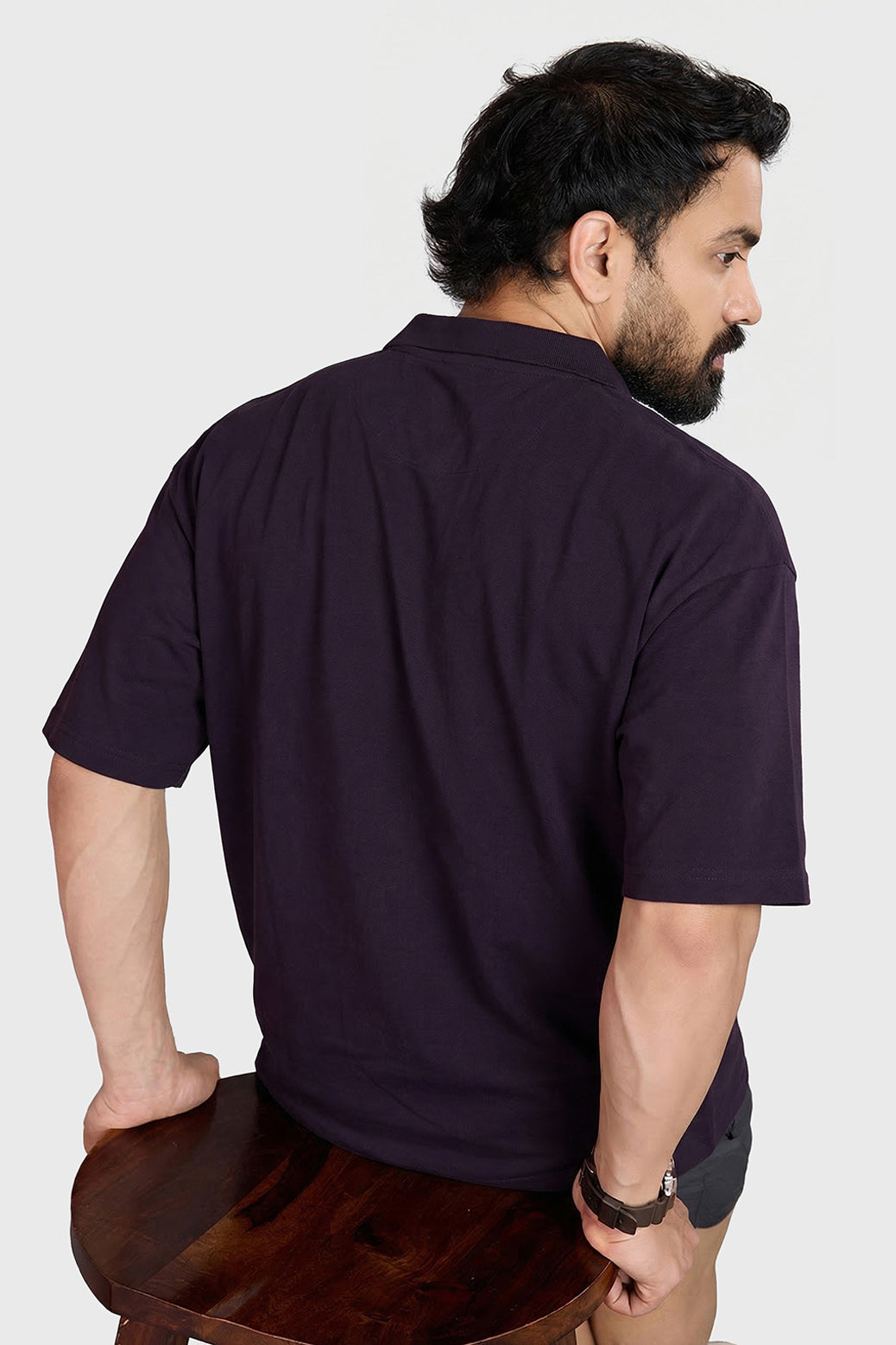 Noir Oversized Polo T-shirt Plum