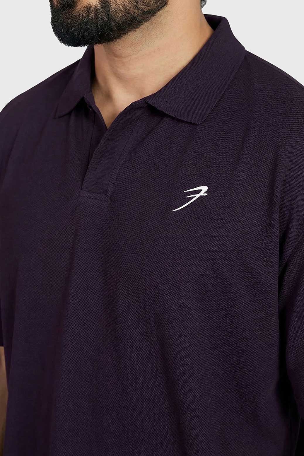 Noir Oversized Polo T-shirt Plum