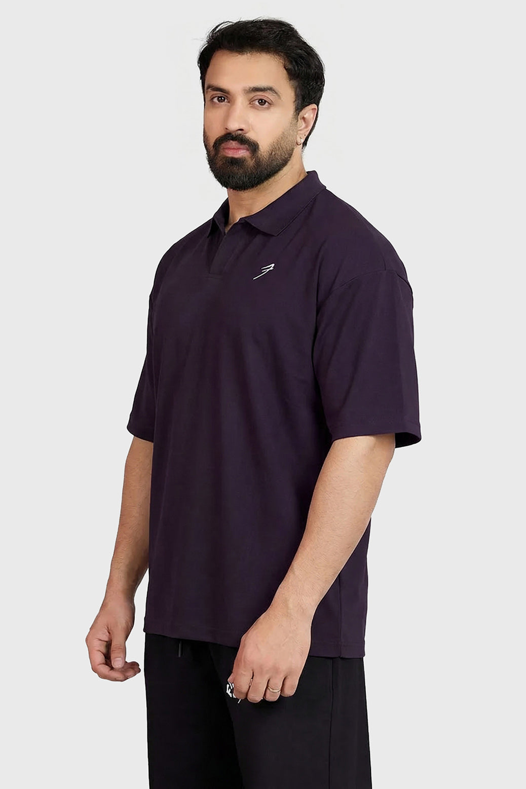 Noir Oversized Polo T-shirt Plum