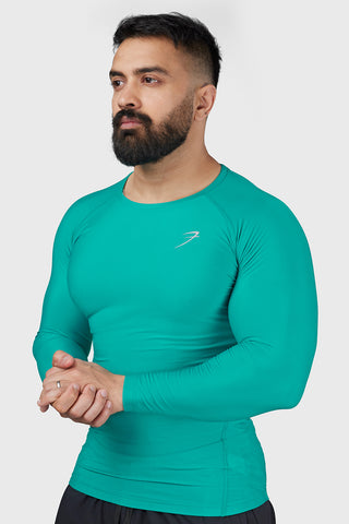 Nylon Compression Fullsleeves T-shirt Sea Green