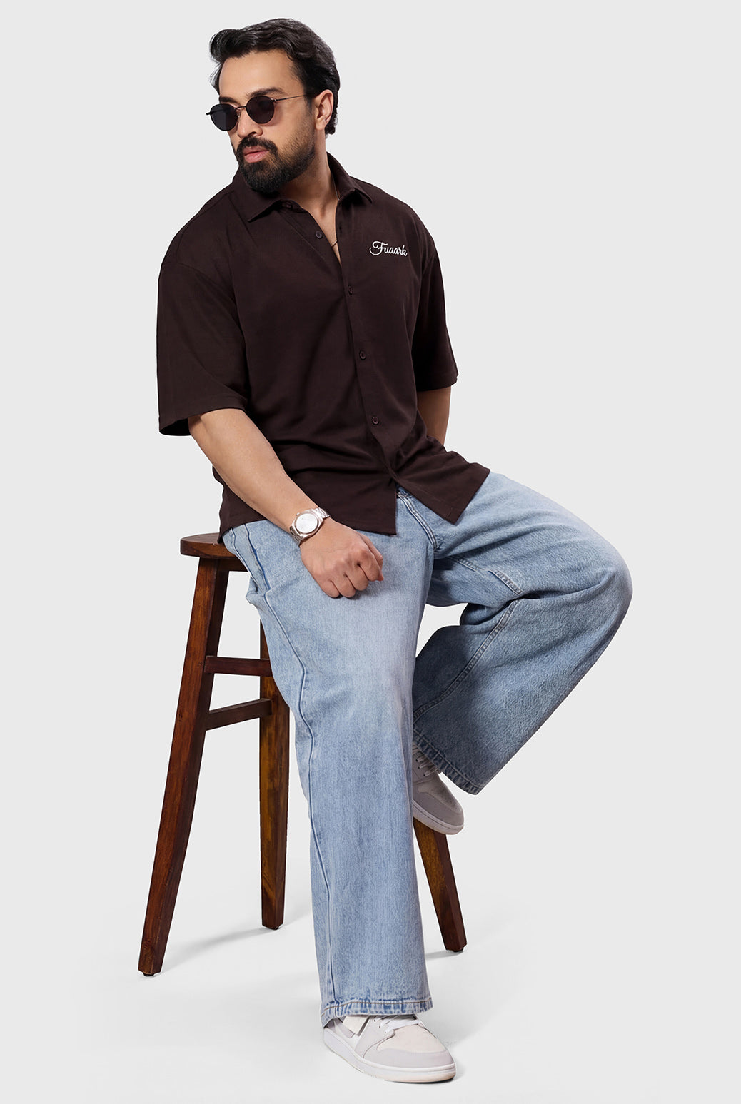 Off Duty Oversized Shirt Coffee