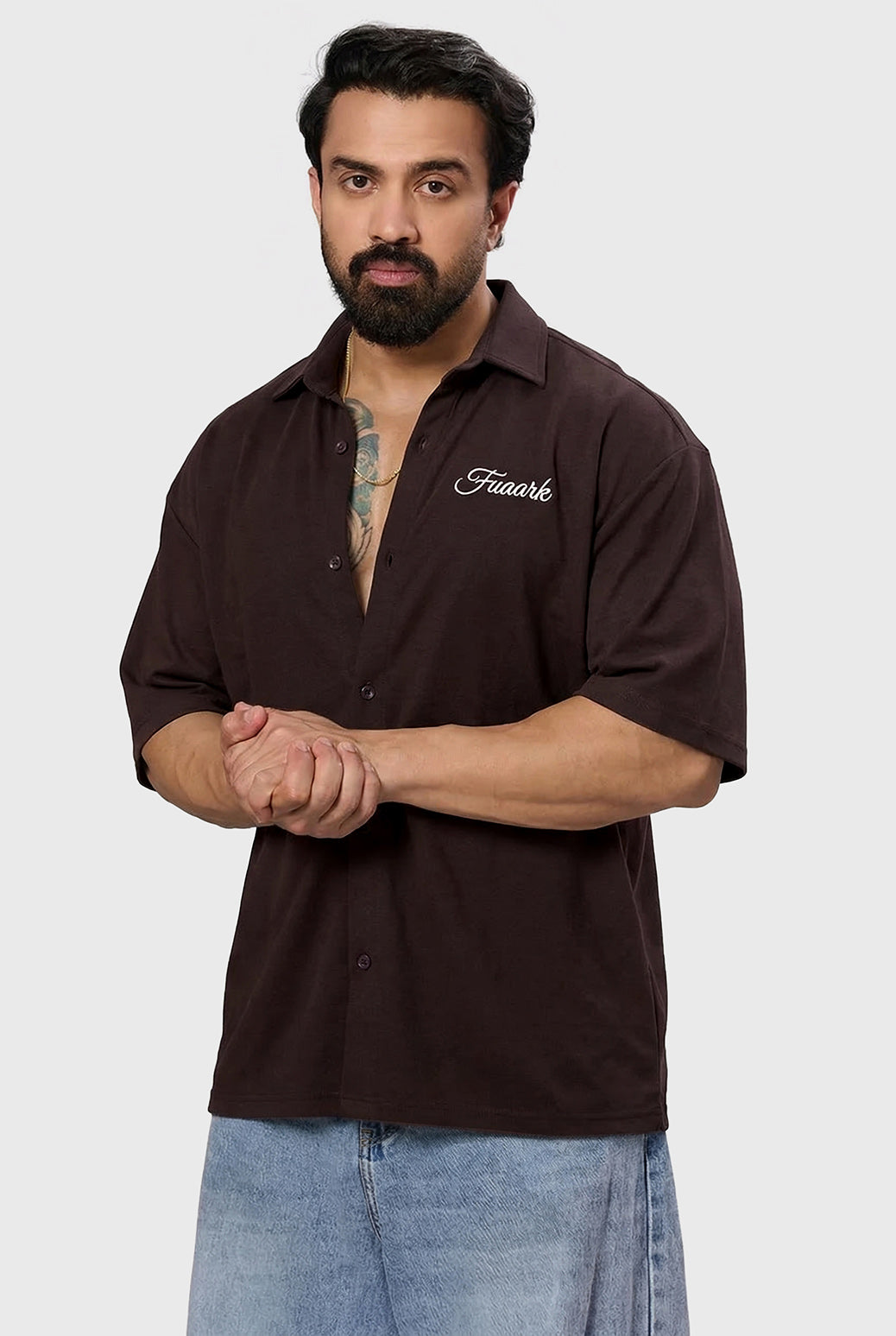 Off Duty Oversized Shirt Coffee