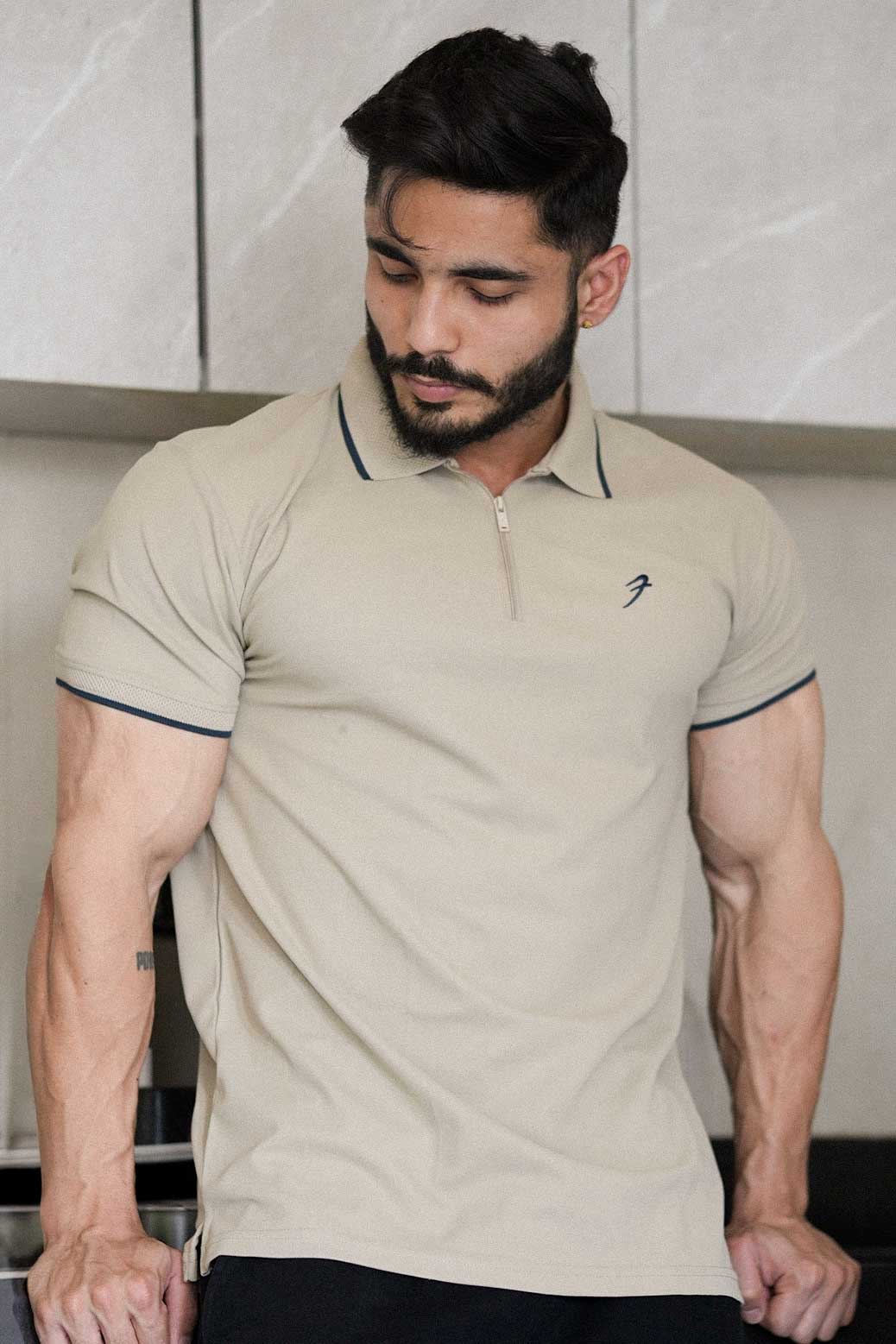Stride Polo T-shirt Beige