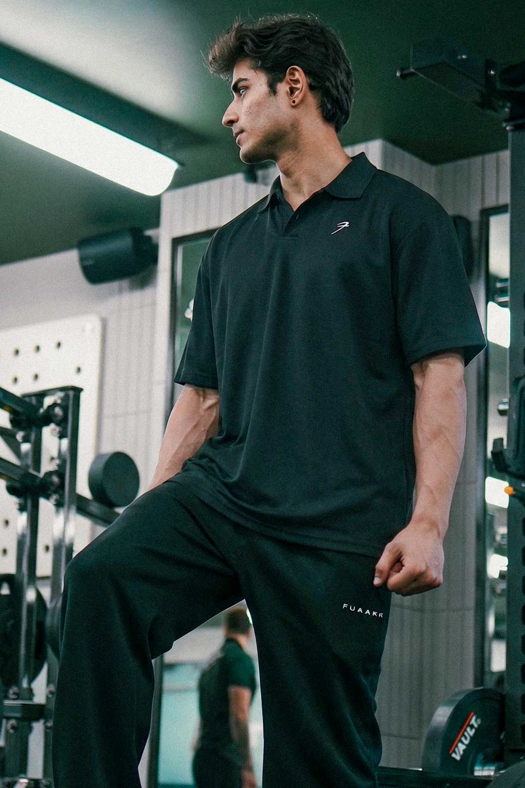 Noir Oversized Polo T-shirt Black