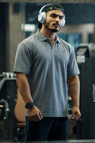 Noir Oversized Polo T-shirt Grey