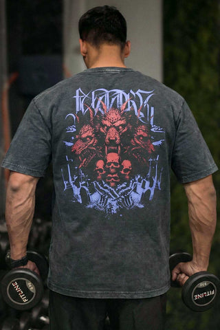 Skull Washed Oversized T-shirt Dark Grey