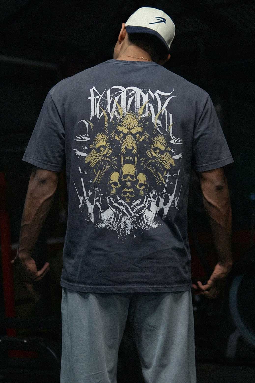 Skull Washed Oversized T-shirt Navy