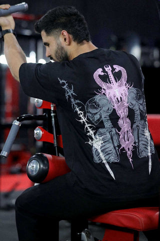 Twin Sword Oversized  T-shirt Black