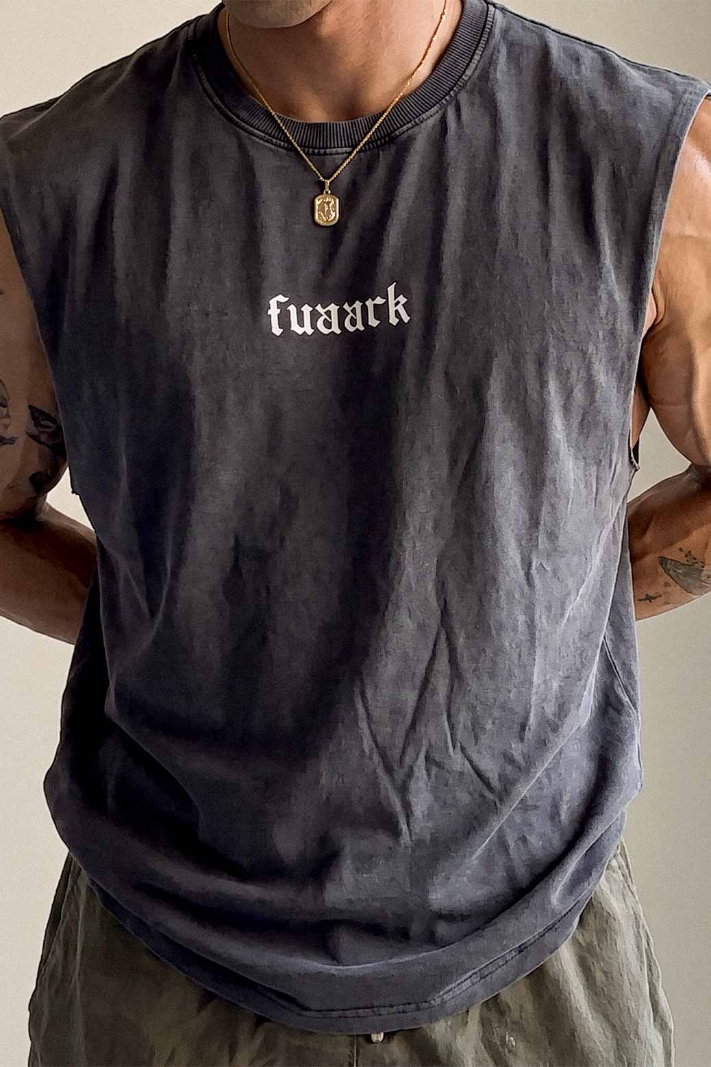 Blackout Washed Capsleeves Tank Dark Grey